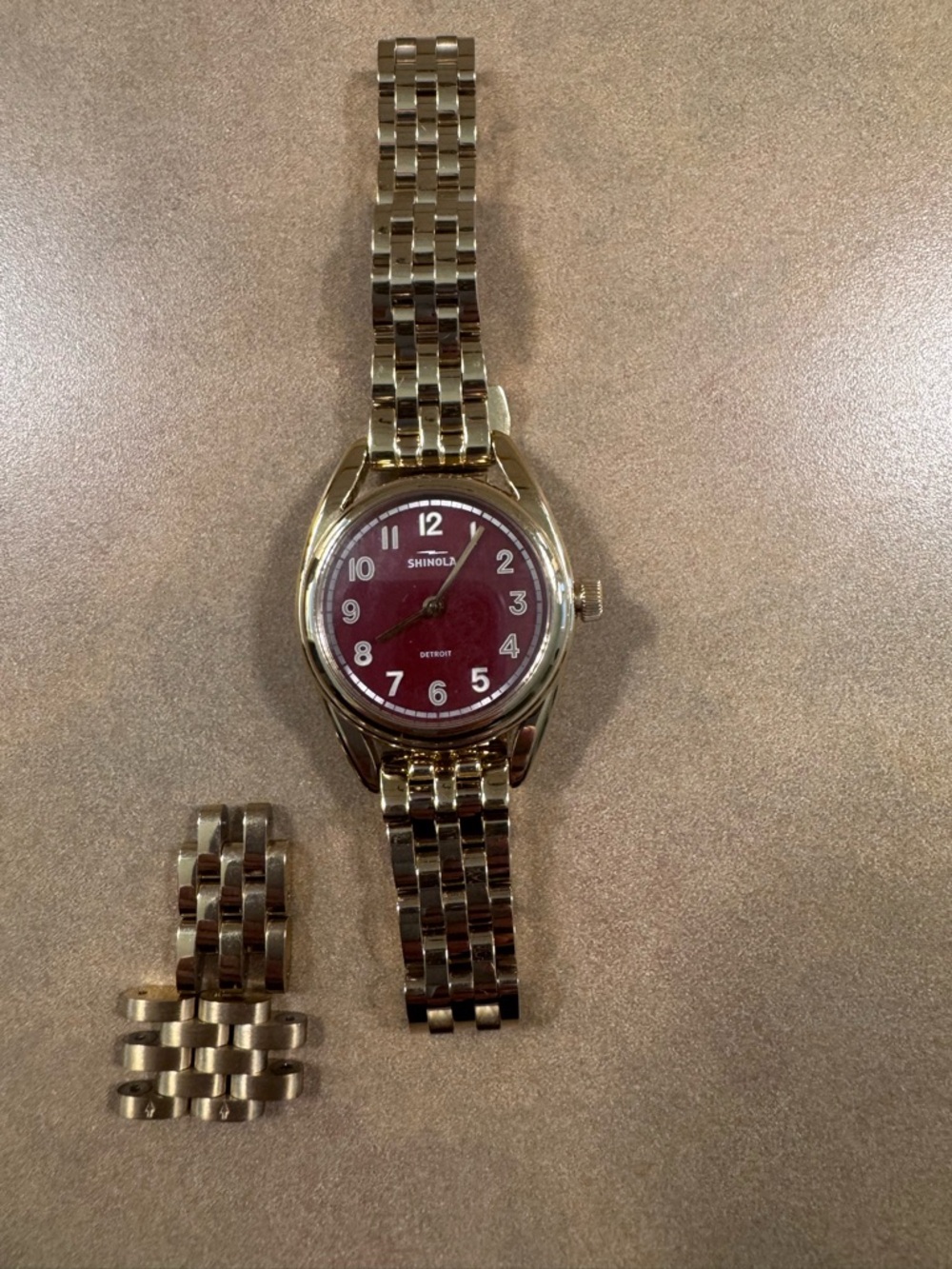 Shinola Derby Bracelet Watch with Burgundy Dial